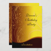 Uitnodiging Elegant Geel Geel Zwart Keel (Voorkant / Achterkant)