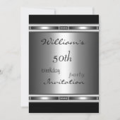 Uitnodiging Elegant Silver Black 50th Birthday (Voorkant)