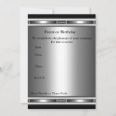 Uitnodiging Elegant Silver Black 50th Birthday (Achterkant)