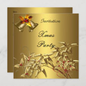 Uitnodiging Elegant Xmas Asia Bamboo Gold (Voorkant / Achterkant)