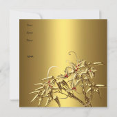 Uitnodiging Elegant Xmas Asia Bamboo Gold (Achterkant)