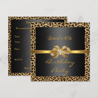 Uitnodiging Elegante 40e Verjaardag Luipaard Goud