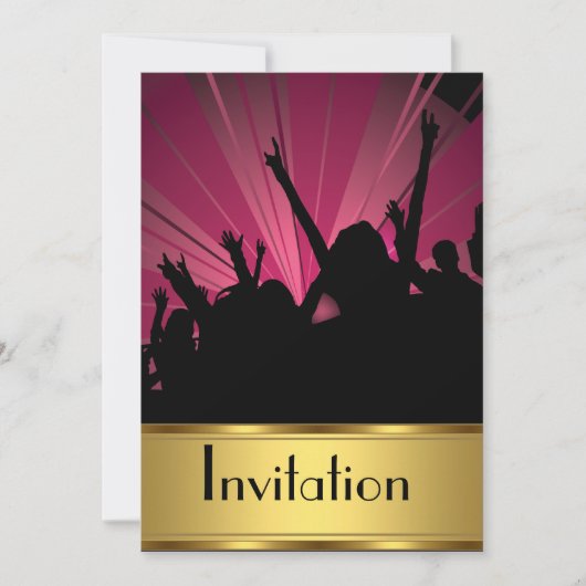 Uitnodiging Elke Feestje Goud en Feestje (Voorkant)