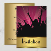 Uitnodiging Elke Feestje Goud en Feestje (Voorkant / Achterkant)