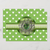 Uitnodiging Emerald Hearts-feest (Voorkant / Achterkant)