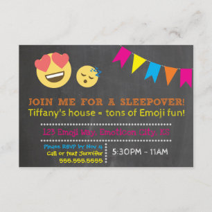 Uitnodiging Emoji Sleepover Party