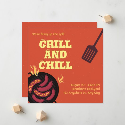 Uitnodiging en aankondiging van Grill en Chill (Voorkant / Achterkant in situ)
