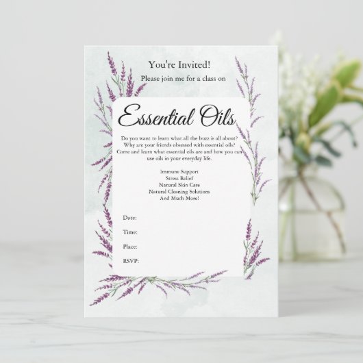 Uitnodiging Etherische Olie Klas (Staand voorkant)