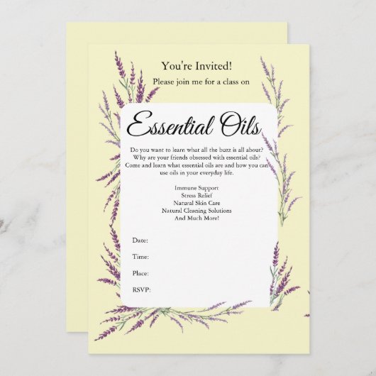 Uitnodiging Etherische Olie Klasse (Voorkant / Achterkant)