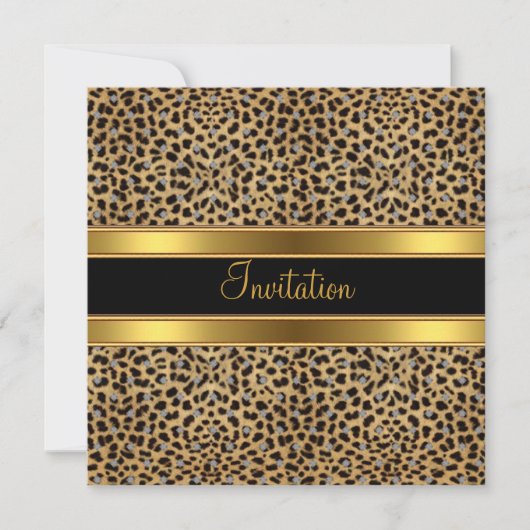 Uitnodiging Exotic Leopard Gold Black (Voorkant)