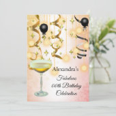 Uitnodiging Fabulous Champagne Gold Pink Lights (Staand voorkant)