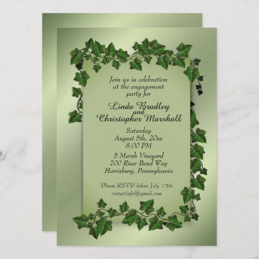 Uitnodiging Fantasy Vines Engagement Party (Voorkant / Achterkant)