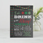 Uitnodiging feestdag - Eat, Drink is Merry (Staand voorkant)