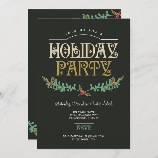 Uitnodiging feestdag feestdag feestdagen (Voorkant / Achterkant)