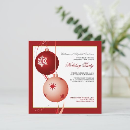 Uitnodiging feestdag feestdag feestdagen (rood) (Staand voorkant)