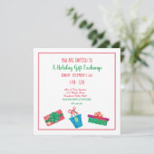 Uitnodiging feestdag, Gift Exchange Fun Print (Staand voorkant)