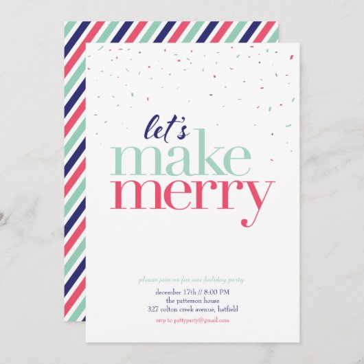 Uitnodiging feestdag *Laten we Merry maken* (Voorkant / Achterkant)