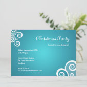 Uitnodiging Feestelijke Krullen Blauw (Staand voorkant)