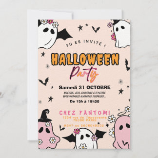Uitnodiging Feestje Halloween Meisjesachtig Meisje