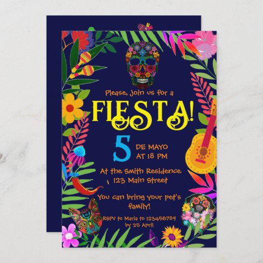 Uitnodiging "Fiesta!" 5 de Mei (Voorkant / Achterkant)