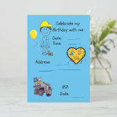 Uitnodiging-FIFO SON + Dump Truck Kaart (Staand voorkant)