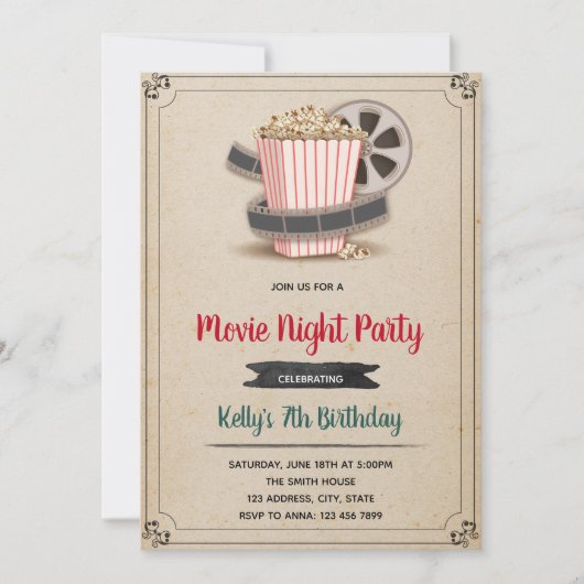 Uitnodiging filmavond feest (Voorkant)