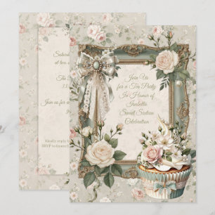 Uitnodiging First Bloom Floral Tea Party Sweet 16