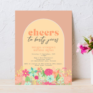Uitnodiging, florals op stoffig roos roze (elke le briefkaart