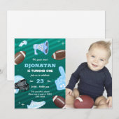 Uitnodiging football eerste verjaardag (Voorkant / Achterkant)