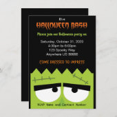 Uitnodiging Frankenstein Halloween Party (Voorkant / Achterkant)