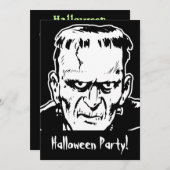 Uitnodiging Frankenstein Halloween Party (Voorkant / Achterkant)
