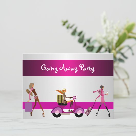 Uitnodiging gaan weg partij meisjes fiets bagage p (Staand voorkant)