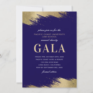 Uitnodiging galabal blauwe gouden formele gebeurte