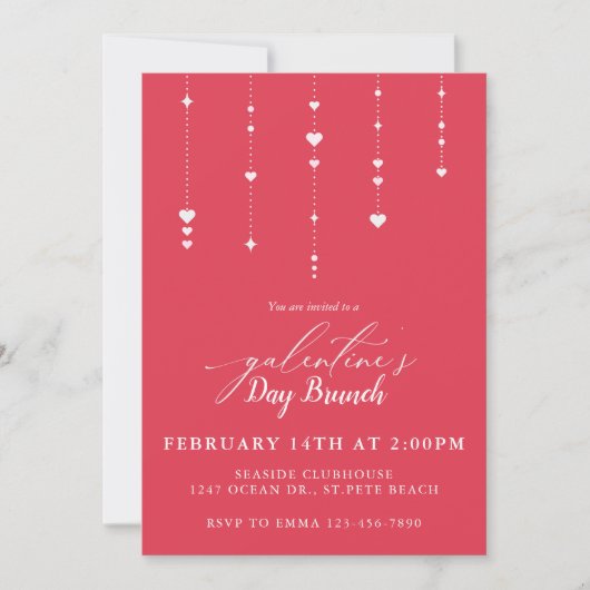 Uitnodiging Galentine's Day Party Brunch (Voorkant)
