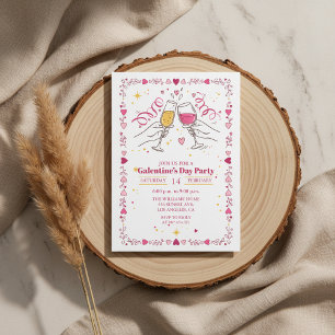Uitnodiging Galentines Day Toasting Hart Frame
