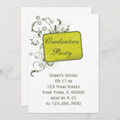 Uitnodiging Gele Groene GraduPartij (Voorkant / Achterkant)