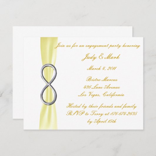 Uitnodiging Gele Infinity Engagement Party (Voorkant / Achterkant)