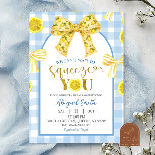 Uitnodiging gele strik citroen baby shower