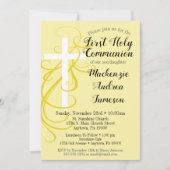 Uitnodiging Gele Zwirl Eerste Heilige Communie (Voorkant)