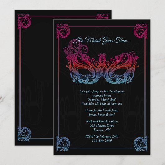 Uitnodiging gemaskerd bal (Voorkant / Achterkant)