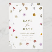 Uitnodiging geperste bloem om de datum te bewaren (Voorkant / Achterkant)