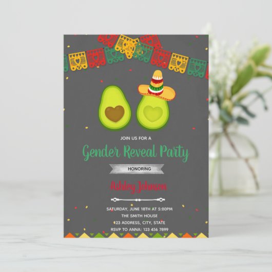 Uitnodiging geslacht onthulling feest (Staand voorkant)