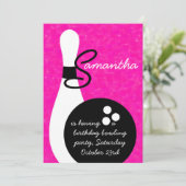 Uitnodiging Girls Bowling Birthday Party (Staand voorkant)