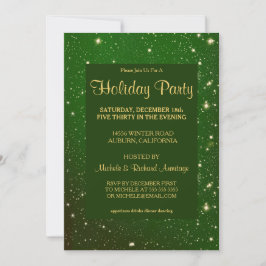 Uitnodiging Glitzy Green Holiday Party