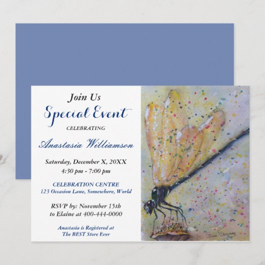 UITNODIGING GLOEIEND LIBELLE FEEST EVENEMENT (Voorkant / Achterkant)