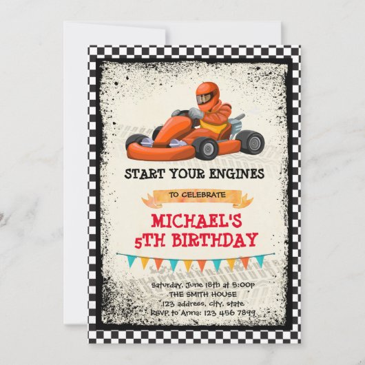 Uitnodiging go kart feest (Voorkant)