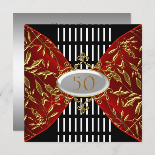 Uitnodiging Gold Black Birthday Jubileum (Voorkant / Achterkant)