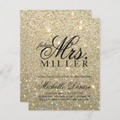 Uitnodiging - Gold Glitter Fab future Mrs BridalSh (Voorkant / Achterkant)