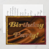 Uitnodiging Golden Birthday Party (Voorkant / Achterkant)