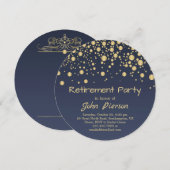 Uitnodiging Golden confetti Retirement Party (Voorkant / Achterkant)